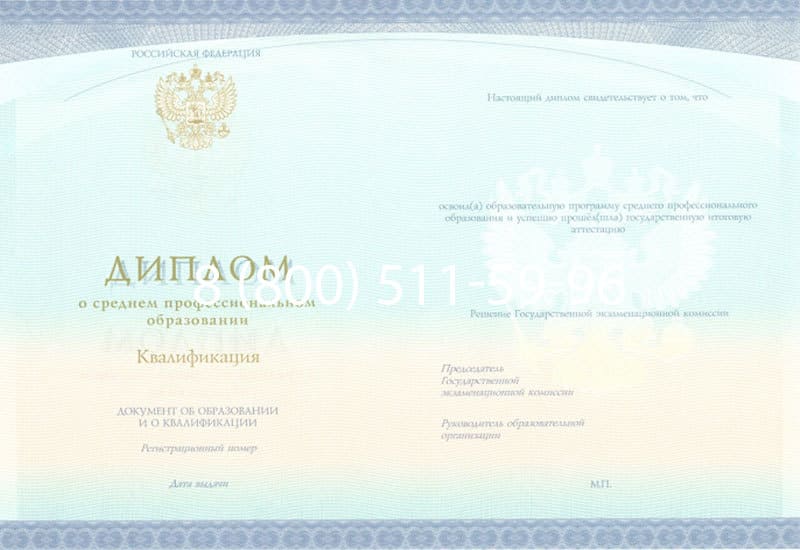 Купить Диплом о среднем образовании (Спецбланк) 2014-2024 года в Новосибирске